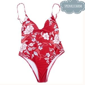 Unbranded Swim New Red Floral One Piece Swimsuit W Deep Plunge Poshmark Unbranded Swim New Red Floral One Piece Swimsuit W Deep Plunge Poshmark